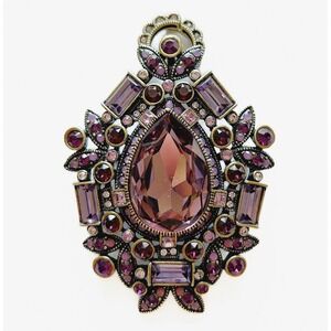 Heidi Daus Signed Dazzling Decade PURPLE Brooch Pendant Swarovski‎ Crystals